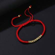 1 件 4 毫米金色多面珠编织可调节手链