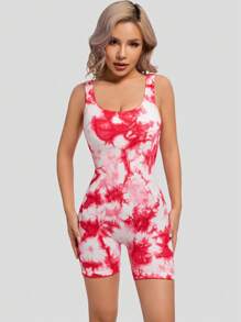 Mono con espalda descubierta, de talle alto y con estampado de teñido anudado, sexy