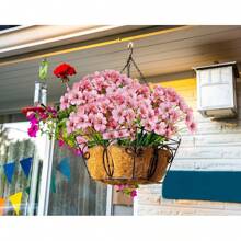 20 Bundles Artificial Flowers For Outdoor Faux Flowers No Fade Fake Plastic Plants Garden Porch Window Box Decorating (Pink)