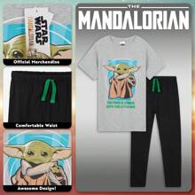 Disney The Pyjama Lounge Wear T-Shirt Bottoms PJ 7-14 Years Baby Yoda Gift - Multicolor - View 3