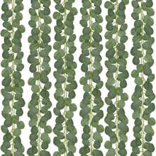 1/4pcs, Faux Eucalyptus Garland With White Flowers, 5.9FT/180cm Silvery Dollar Eucalyptus Leaves Gypsophila Garland, Artificial Greenery Vines For Wedding Party Mantle Table Runner Home Decor Offices Decor Summer Decor,Fake Plants