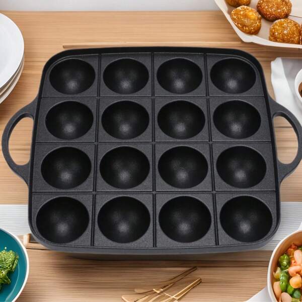16 Hohlraum Oktopus Takoyaki Backform, Wachtelei Oktopusball Pfanne, antihaftbeschichtetes Kochgeschirr
