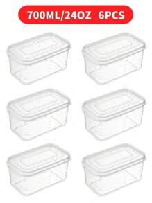 Set de 6 recipientes de almacenamiento de alimentos de 700 ml/24 onzas, recipientes de plástico reutilizables herméticos y a prueba de fugas con tapas, seguros para refrigerador y congelador, para carne, frutas, verduras, cocina, regalo de Navidad