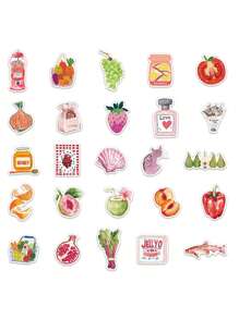 50 piezas Pegatinas artísticas de estilo mediterráneo rosa PVC para decoración de regalos, dibujos animados, scrapbooking, laptop, maleta, guitarra, vaso de agua, estuche de teléfono DIY, útiles escolares, vuelta al cole