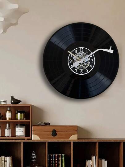 1pc 11.8in Retro Vinyl Record Klok Ornaments Wand Advanced Art Creative Clocks Medieval ation Living Room Bedroom Coffee Shop, The Kitchen Heart Of Home Inspired Cloc. view 9