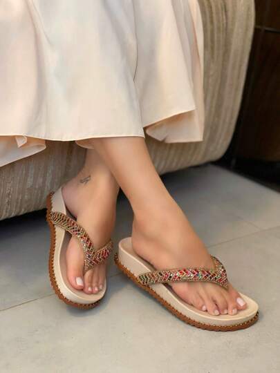 210-BEGE/COR chinelo feminina flat confortável elegante