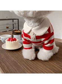 Mùa thu Và Mùa Xuân Quần áo cho chó , Giải trí Sọc , Gầy Cổ Polo Áo sơ mi Đối với Nhỏ bé Và Kích thước trung bình Chó , Quần áo , Thú cưng Quần áo - Màu xanh hải quân - Xem 4