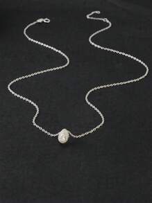 1pc Women's 925 Silver Water-Drop Pendant Necklace, Delicate & Versatile For Daily Wear, Casual, Vacation, Work