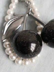 1PC Cherry Pendant, Large Cherry Shaped Crystal Pendant, Cherry Crystal Fashion Keychain, Creative And Exquisite Car Keychain, Bag Pendant Women's Bag Accessories Small Gifts, Keychain Pendant School Supplies Teacher Gifts Back To School Teacher Accessories School Supplies Teacher Gifts Back To School Teacher Accessories Backpack Accessories - Black - View 3