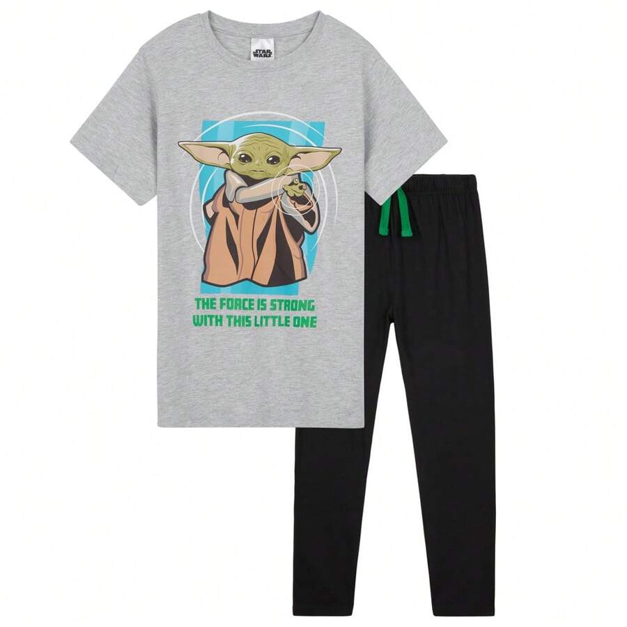 Disney The Pyjama Lounge Wear T-Shirt Bottoms PJ 7-14 Years Baby Yoda Gift - Multicolor - View 1