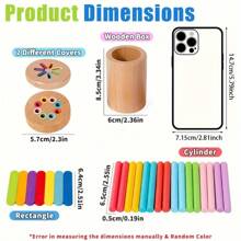 木制颜色分类和计数棒、盒子：增强精细运动技能、感官意识和颜色识别能力