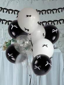 57/112pcs Black And White Bow Balloon Set, With Transparent Bobo Balloon, With Black And White Ribbon And Glue, Essential Decoration Props For Holiday Parties, Suitable For Birthday Parties, Anniversaries, Wedding Scene Decoration, Valentine's Day Gifts, Mother's Day Gifts