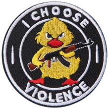 GIURKUU 1PC I Choose Violence Duck Patches, 3" Embroidered Morale Hook And Loop Patches, Humorous Funny Appliques For Tactical Backpacks, Hats, Lunch Bags, Vests, Jackets