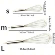 3 Sizes Kitchen Stainless Steel Balloon Wire Whisk Manual Egg Beater Mixer Kitchen Baking Utensil Milk Cream Butter Whisk Mixer - Multicolor - View 12