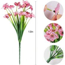 20 Bundles Artificial Flowers For Outdoor Faux Flowers No Fade Fake Plastic Plants Garden Porch Window Box Decorating (Pink)