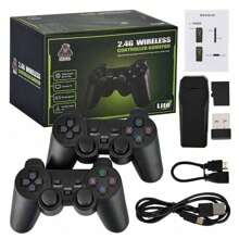 M8 Retro Game Console, 64G Wireless, Built-In 20,000+ Games,  TV Output Video Games, With Dual 2.4G Wireless Controllers, Game Consoles - 黑色 - 查看 1