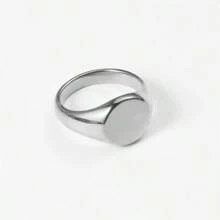 1pc Minimalist Stainless Steel Plain Band Couple Ring - Silver - View 10