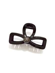 1 pieza Clip de pelo de mujer minimalista con lazo hueco y cuentas redondas, adecuado para uso diario, accesorios para el cabello, pinza de pelo, pinza de garra, clip de pelo, clip de mandíbula, casual otoño invierno para atuendos de vacaciones de mujer