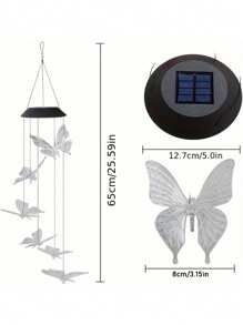 1Pc Color Changing Solar Power Wind Chime Spiral Spinner Wind Mobile Portable Waterproof Outdoor Decorative Romantic Wind Bell Light For Patio Yard Garden Home (Crystal Ball, Cardinals, Dragonflies, Butterflies, Hummingbirds.)