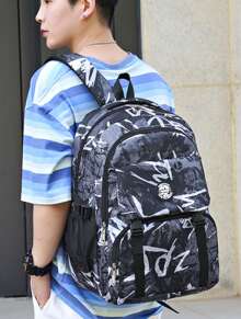 Mochila de gran capacidad multicapa camuflaje - Negro - Ver 4