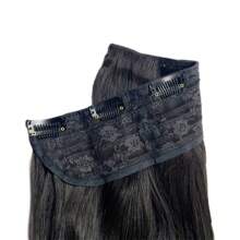 5 夹单片夹式接发直发真人发自然黑色夹式接发 3/4 全头接发 - Natural Black - 查看 3