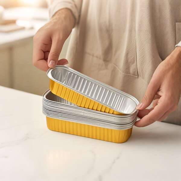 10/30/50pcs Gold Aluminum Foil Food Packaging Boxes, BBQ Pans, Durian Boxes, Cheese Boxes, Baking Foil Bowls, Food Boxes, Food Box Kitchen, Food Boxes Fries, Food Containers, Cake Box, Cupcake Boxes, Candy Boxes, Takeaway Food Storage Containers, Sandwich Trays With Lids, Popcorn Boxes ﻿
