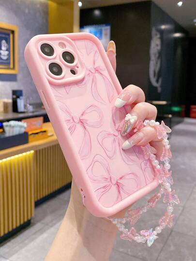 1 件时尚粉色 TPU 保护手机壳，带浅粉色蝴蝶结图案，适用于 17/17 Air/17 Pro/17 Pro Max/16/16 Pro/16 Plus/16 Pro Max/11 12 13 14 15 16 Pro Max Plus，是送给自己、家人或朋友的理想礼物