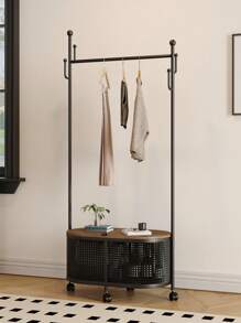 Decoración del hogar, perchero metálico con ruedas para colgar ropa, de estilo crema con motivos de líquenes colgantes, de montaje rápido