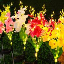 1 件太阳能蝴蝶兰精致花园装饰灯太阳能通道灯情侣礼物草坪灯适用于户外庭院花园草坪围栏车道装饰，无遥控器，塑料灯罩，太阳能节日草坪装饰