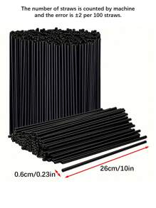 100 ống hút dùng một lần màu đen (ống hút mỏng), dài 26cm/10.24in, ống hút nhựa nhiều màu sắc, ống hút PP, thích hợp cho đám cưới, tiệc lễ hội, đồ uống quán bar, tiệc sinh nhật, nhà hàng, quán cà phê, sử dụng tại nhà. - Nhiều màu - Xem 3
