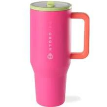 Leak-Proof Insulated Tumbler With Flip Straw & Cup Holder Fit Flasks Lid - 粉紅沙灘 - 查看 4