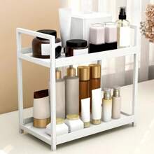 Two Tier Desktop Organizer For Bathroom Cosmetics, Vanity, And Multi-Functional Kitchen Plastic Storage