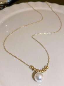 1 Pc Elegant Faux Pearl Decor Necklace - Imitation Pearl Necklace - View 5