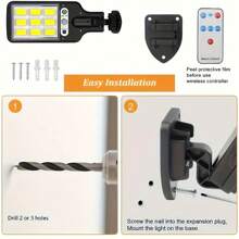 Smart Solar Street Lights, Outdoor Wall Lights, There Are 3 Lighting Modes And Motion Sensors, Smart Solar Sensor LED Street Lights For Garden Walls, Garden Path Security Lighting, Outdoor Solar Lights - 108 COB Solar Wall Lights, Night Lights, Garage Street Lights