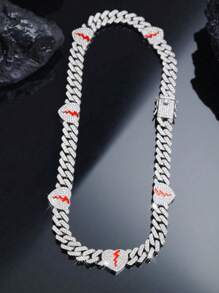 1pc Exquise gebroken hartvormige ketting, Unisex Punk Stijl Hip Hop Mode Liefdesketting Link Heren Sieraden, Multi-Layer Plating Constructie