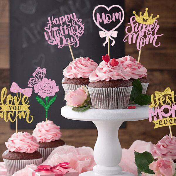 12 Toppers de Cupcake de Papel, Borboleta do Amor, Decoração de Topo de Bolo de Sobremesa para Festa do Dia das Mães, Topo de Bolo de Borboleta, Adequado para Decoração de Assados do Dia das Mães, Adequado para Reuniões de Família, Reuniões de Família Internas e Externas, Inserções Criativas para Cartões de Bolo do Dia das Mães, Estilos Mistos, Decorações de Bolo de Aniversário, Presentes de Dia das Mães, Decorações de Bolo com Letras Gráficas Modernas, Presentes Comemorativos Perfeitos para Família e Amigos, Dia das Mães