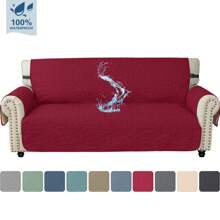 YSTYLE Housse de fauteuil 1/2/3/4 places avec accoudoirs – moderne, matelassée, déperlante, antidérapante, résistante aux griffures (même celles des chats), anti-salissures, lavable, universelle – housse de canapé pour salon et balcon - Rouge foncé - Voir 1