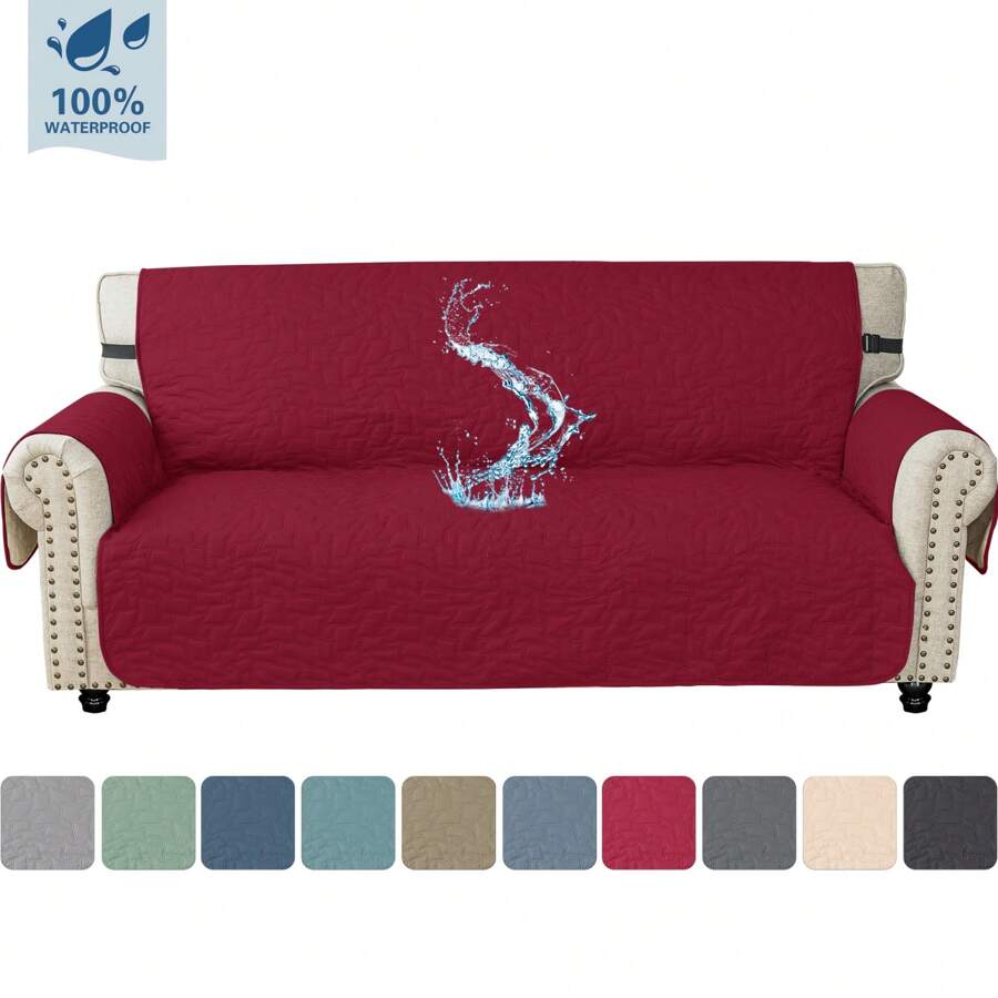 YSTYLE Housse de fauteuil 1/2/3/4 places avec accoudoirs – moderne, matelassée, déperlante, antidérapante, résistante aux griffures (même celles des chats), anti-salissures, lavable, universelle – housse de canapé pour salon et balcon - Rouge foncé - Voir 1