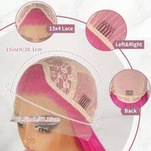 13x4 Lace Front Wig Synthetisch Lang Zijdeachtig Recht Haar Pruik Gratis Deel Rozen Rode Kleur Frontale Lace Vervangende Pruiken Hittebestendige Zachte Vezel 26 Inch Vooraf Geplukt Babyhaar Natuurlijke Haarlijn Voor Mode Vrouwen Meisjes Feest Vakantie Dagelijkse Make-up Gebruik Klaar Om Te Dragen