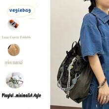 Women's Shoulder Bag, Stylish And Elegant, Nylon Bag, Embroidered Coffee Pot Pattern, Cloth Bag, Large Capacity, Lightweight, Foldable Storage, Crossbody Bag, Handbag, Commute, Travel, School, Leisure, Fashion Street Photo, Holiday Gift Large Capacity Tote