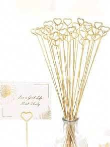 10/20/40 piezas Clips metálicos para ramos de flores, clips dorados con forma de flor y corazón para fotos, soportes de foto, ideales para bodas y fiestas de cumpleaños