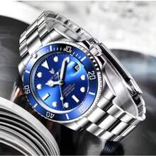 Men's Quartz Watch RLX Functional Steel Strap Water Resistant - 藍色 - 查看 2