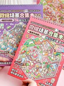 3D Miniature Scene Sticker Collection Book, Diorama Stickers For 3D Micro Landscape, Perfect Gift For Friends And Family, Easy To Store And Display,School Supplies,Back To School