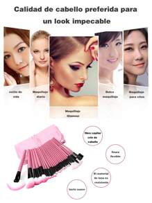 Set completo de 24 brochas de maquillaje color rosa, incluye brochas para base, polvos, rubor, corrector y sombra de ojos. Ideales para crear cualquier look, presentación elegante y ergonómica. - Rosa - Ver 2