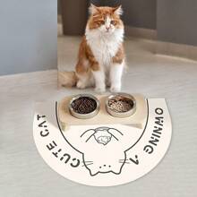 1 PC Diatomite Cat/Dog Lover Gift And Dog/Cat Mom Love Pet Feeding Mats With Cute Cartoon Paw Prints - Non-Slip Absorbent Silica Gel Dog Lover And Dog Mom Love Cat Lover And Cat Mom Love Bowl Mat, Quick-Dry Waterproof & Easy Clean Food Tray For Messy Eaters, Floor Protector