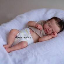 48cm 19 pollici Bambola neonato reborn in vinile morbido con pelle dipinta 3D e vene visibili come un vero neonato addormentato, giocattolo per il bagnetto per bambini, regalo di compleanno (il genere della bambola è casuale)