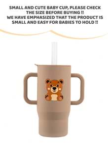 210ml Colorful & Cute Silicone Baby Learning Cup, 6 Months-3 Years Old Unisex Toddler Training Cup With Handle, Straw & Lid, 7oz Capacity