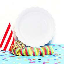 10pcs/20pcs/40pcs/Set, White Paper Plates 9 Inch 7 Inch White Scalloped Plates Disposable Dinner Plates Dessert Plates For Wedding Bridal Shower Newborn Shower Birthday Party