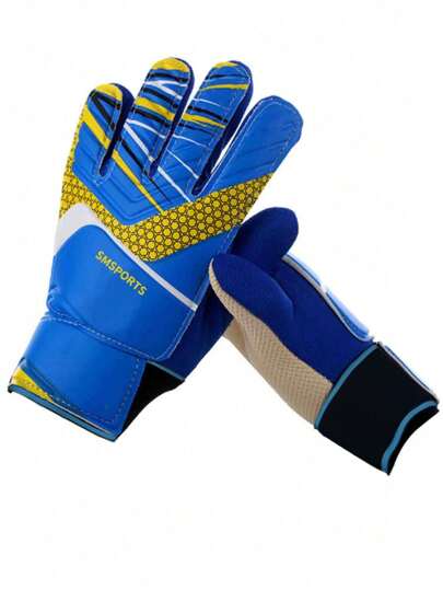 1 par de Guantes de portero de fútbol para niños, adolescentes, niños y niñas con palma de látex antideslizante en relieve, guantes de agarre fuerte para niños