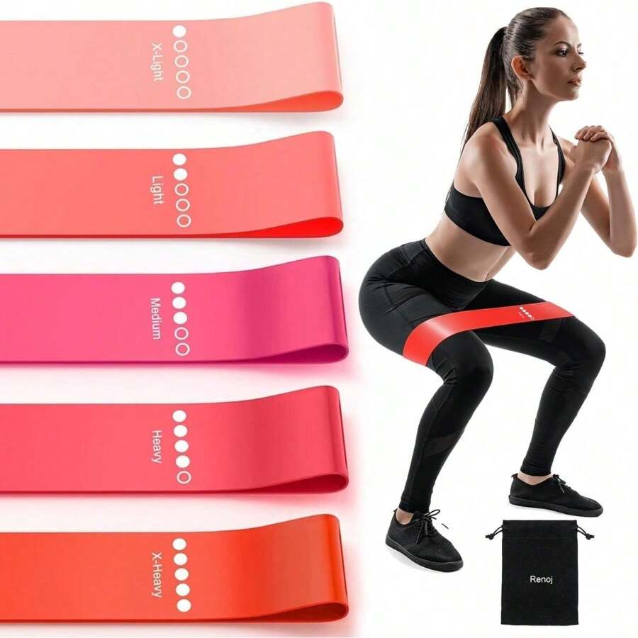 Elastic Exercise Loop Bands - Set Of Stretch Bands For Physical Therapy, Yoga, Booty, And Leg Workouts - Ideal Pilates Flexbands-XB-6058